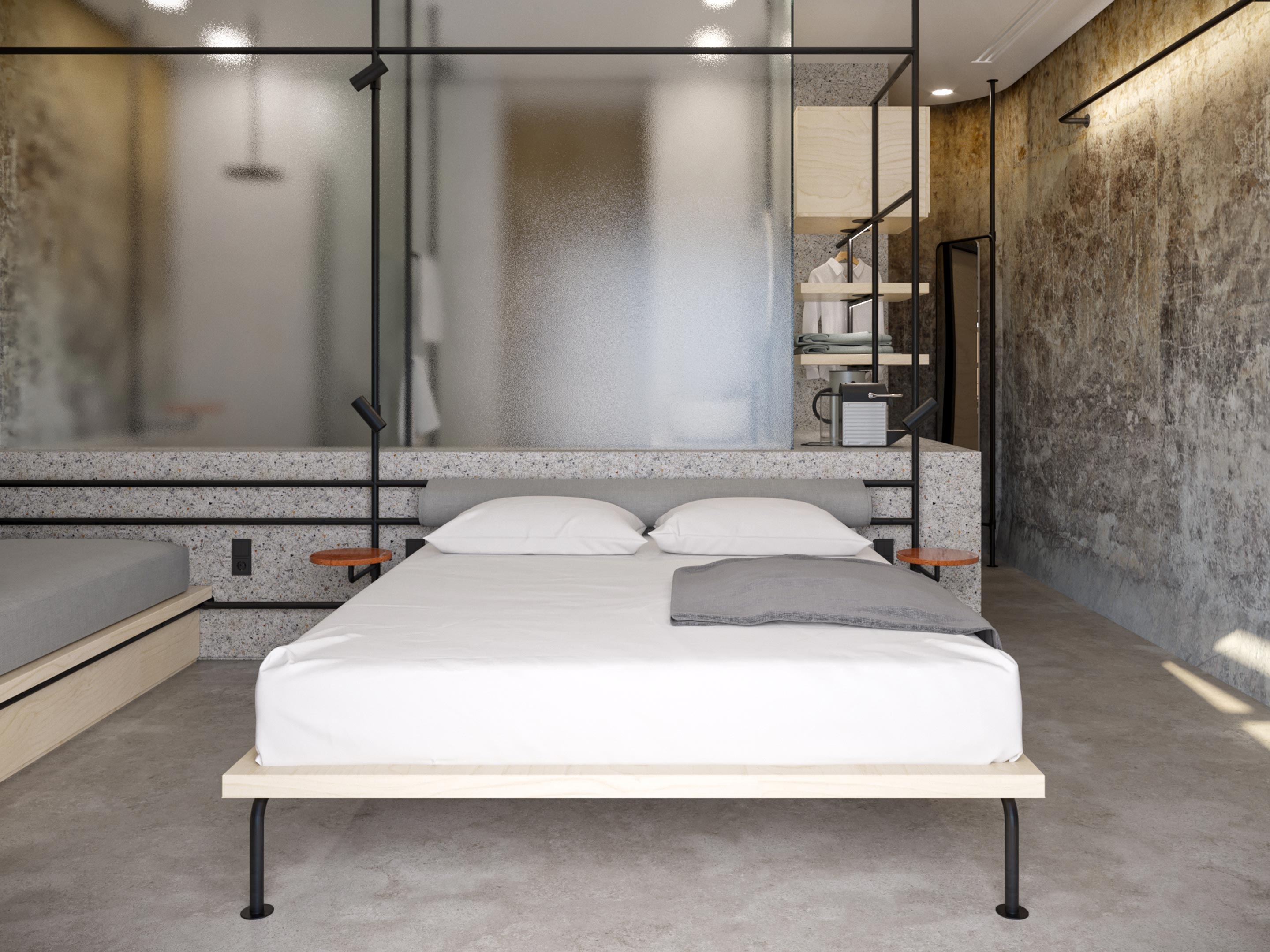 Dexamenes seaside hotel beachfront wine tank suite interior design in Kourouta