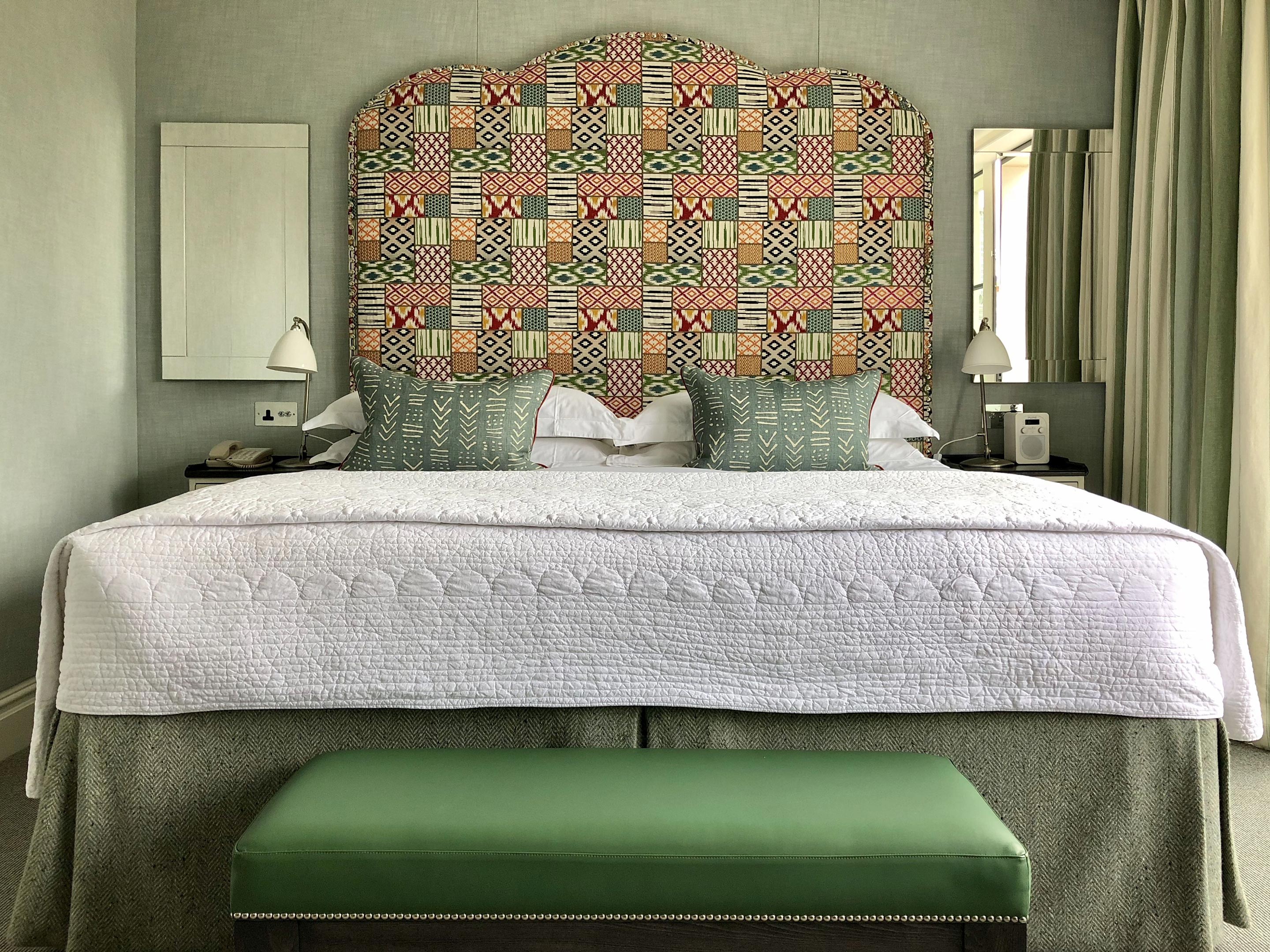 Ham Yard Hotel, Firmdale Hotels, Green Pattern Bed in London