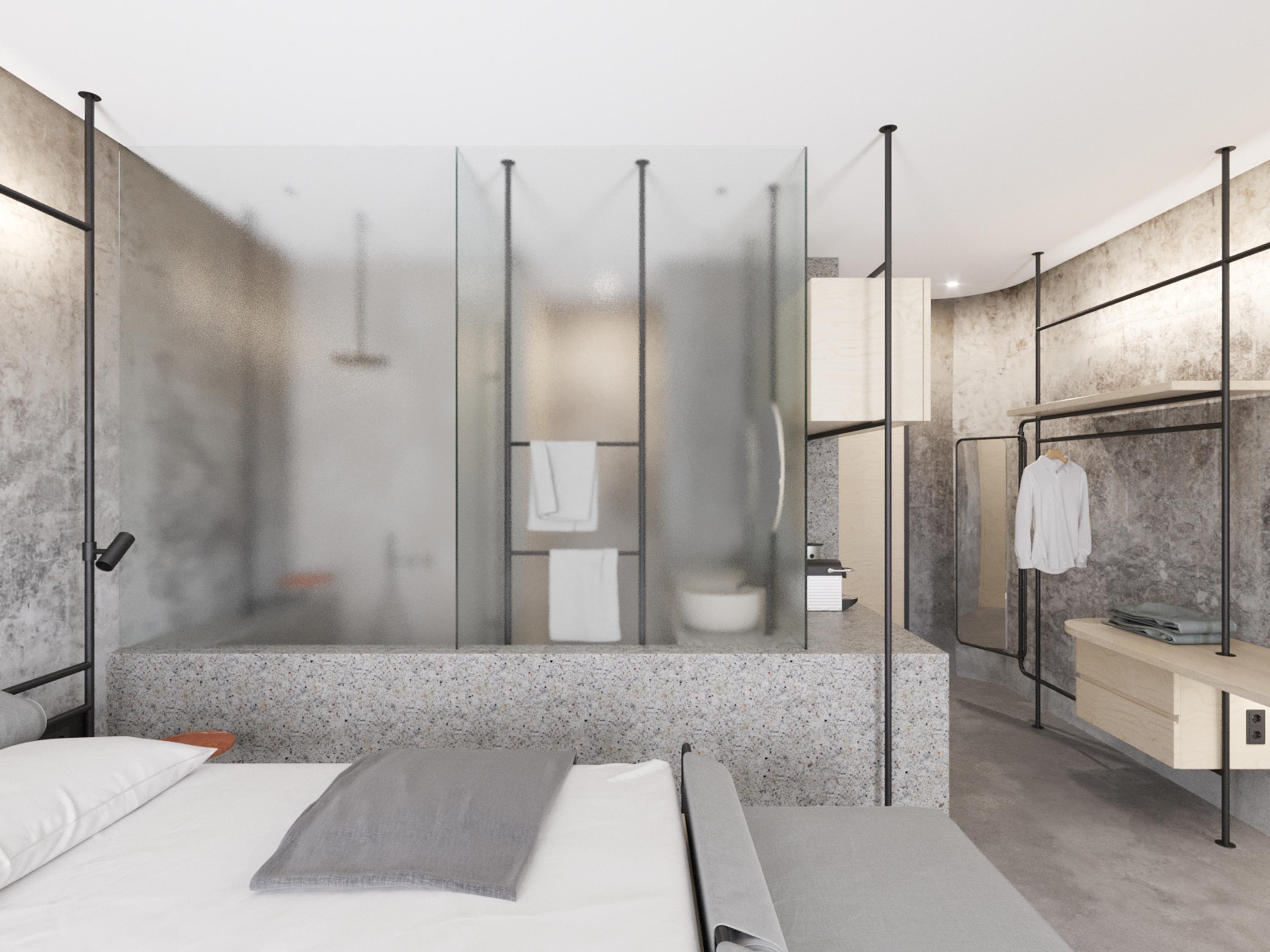 Dexamenes seaside hotel wine tank suite room interior design in Kourouta